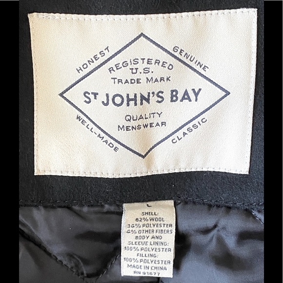 St. John's Bay Men's Black Wool-Blend Men's Town Coat - L - Pre-owned - Picture 2 of 10